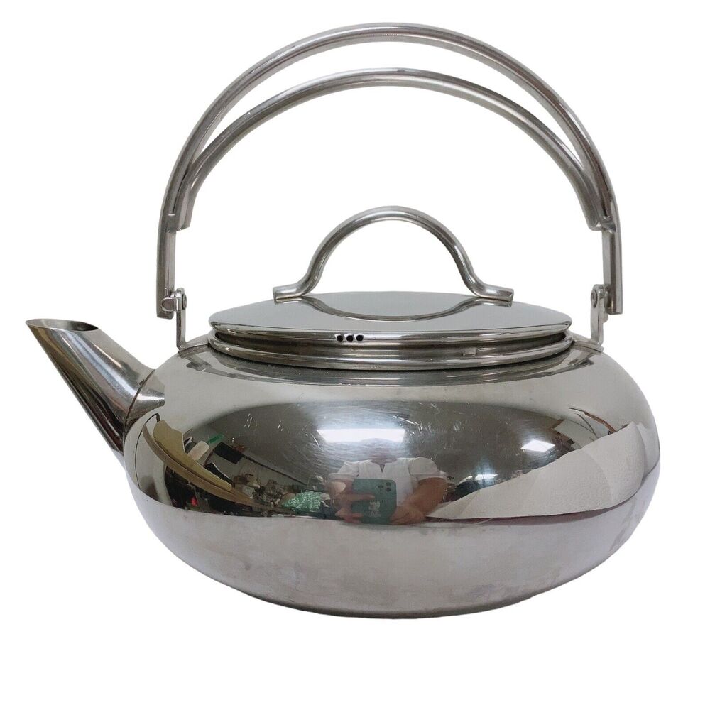 Vintage Mikasa Lowboy Stainless Steel Non-whistling Tea Kettle Pre-owned